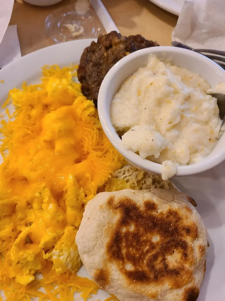 2 Scrambled Eggs Plus Cheddar Cheese and Side of Grits