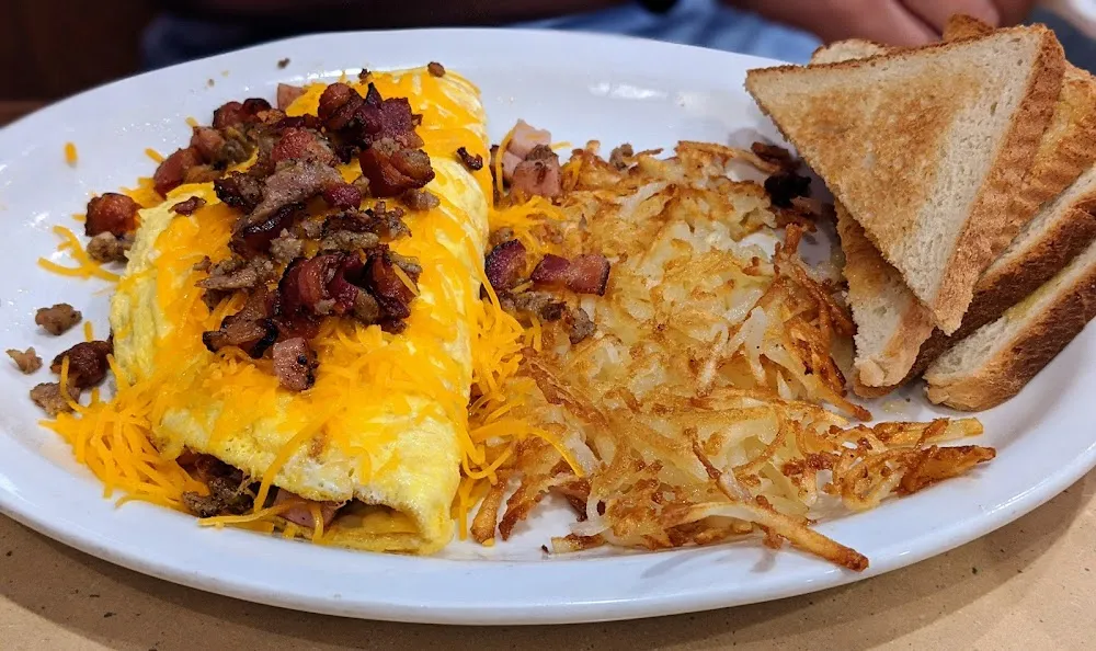 Meat Lovers Omelet Hash Browns Toast